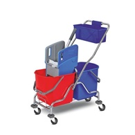 Vozík úklidový s čelisťovým ždímačem, chrom